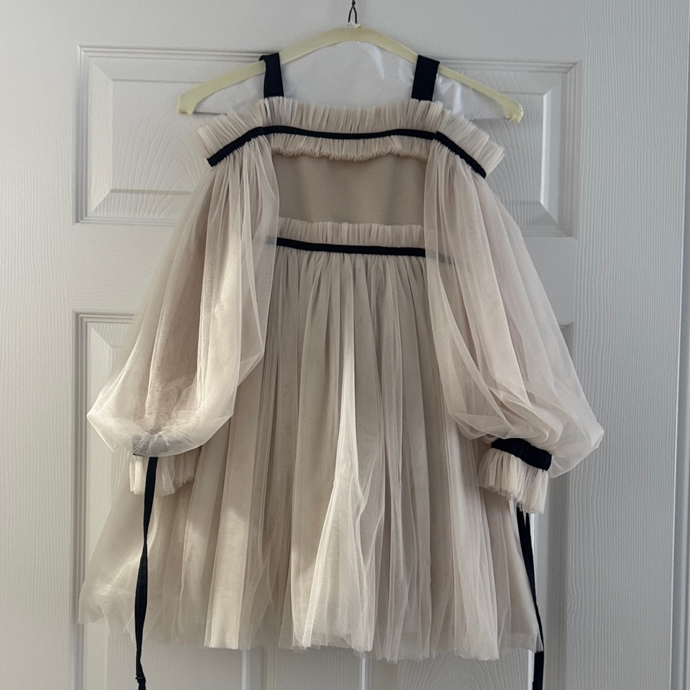 Elegant Cream Kids Dress with Black Accents